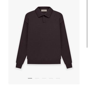 NWT FEAR OF GOOD ESSENTIALS PLUM LONG SLEEVE KNIT POLO SIZE MEDIUM